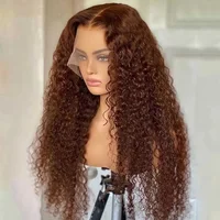 Perruques en cheveux humains bouclés brun chocolat 13x4 13x6, perruques frontales en dentelle Deep Wave pour femmes, pré-épilées, en cheveux humains brésiliens 2