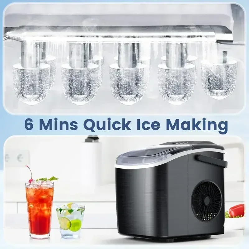 COWSAR Bullet Ice Maker Countertop with Self-Cleaning, 26.5lbs/24Hrs, 6 Mins/9 Pcs Bullet Ice, Portable Ice Maker 5