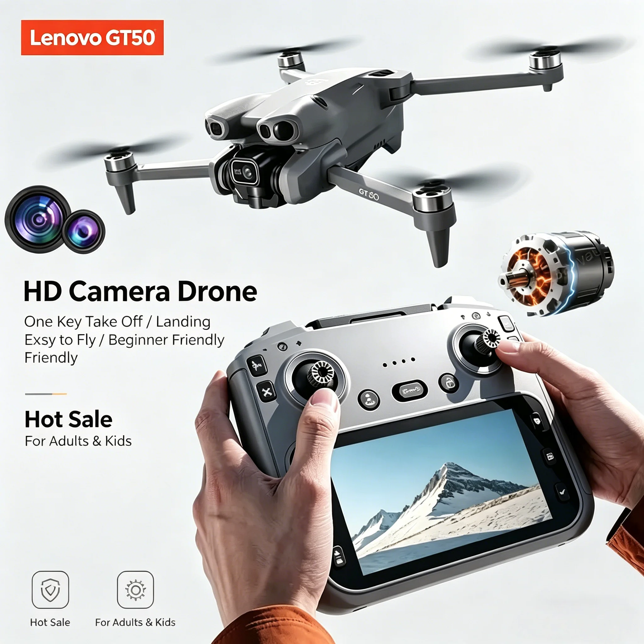 레노버 GT50 드론 8K EIS GPS 접이식 쿼드콥터 4.3인치 스크린 리모컨 경량 초보자용 프로+ 드론 성인 여행용 X