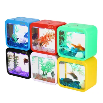 Colorful Creative Betta Box With Light, Dry Cell Battery (Not included)  Detachable Mini Ecological Landscaping Aquarium