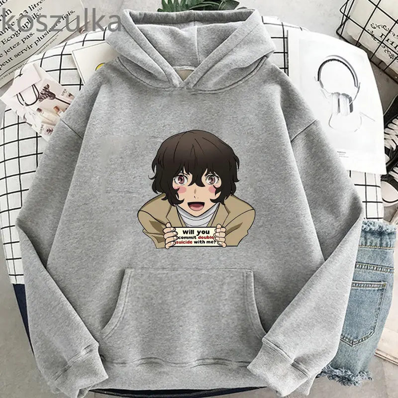 Anime Bungo Stray Dogs Dazai Osamu Cool Men Hooded Sweatshirt Fashion  Cartoon Manga Winter Casual Women