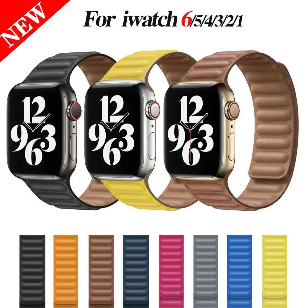 

Leather Link strap for Apple watch Ultra 8 7 6 5 4 SE band 49mm 45mm 41mm 40mm 44mm Original magnetic for iwatch 38mm 42mm strap