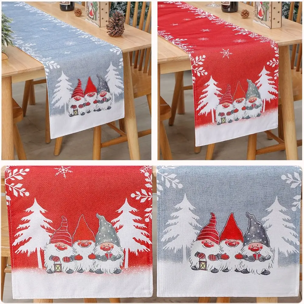 

1.8m Christmas Tablecloth New Dining Table Decor Gnome Xmas Table Flag Linen Snowman Snowflake Table Runner Party Decoration