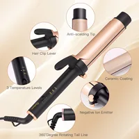 Hatteker fer à friser électrique pour femmes contrôle de température à 3 niveaux en céramique protection des cheveux bigoudi usage domestique outil de coiffure US 4
