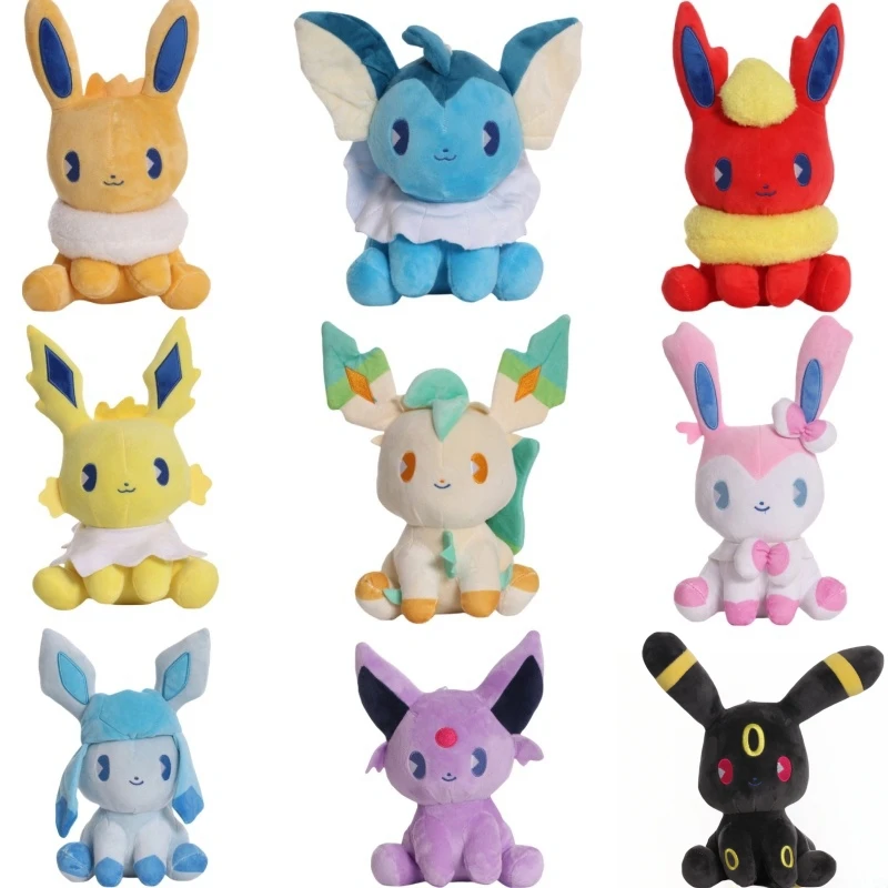 18-28cm Pokemon Q-version Plush Toys Eevee Slowpoke Mew Stuffed Doll Kawaii Anime Figures Cartoon Kids Xmas Gifts atlas 1 43 dinky toys 570 p fourgon j7 version pompiers diecast models car gifts