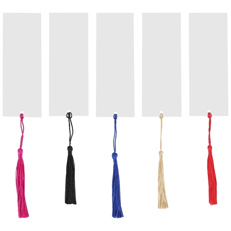 

HOT-40Pcs Acrylic Bookmark Blank Clear DIY Unfinished Mini Book Markers With Colorful Tassels For DIY Craft Ornaments