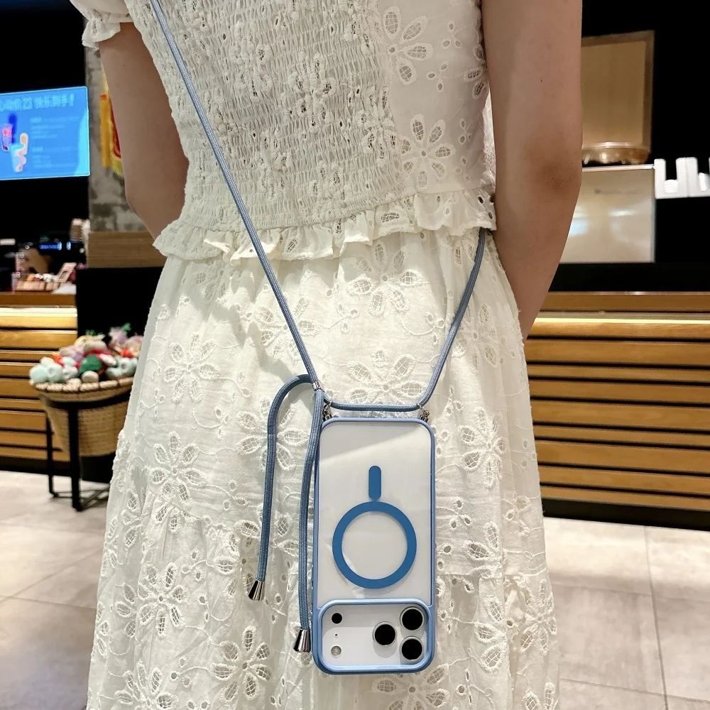 Universal MagSafe Crossbody Strap Case - Shockproof Wireless Charging Cover with Lanyard
