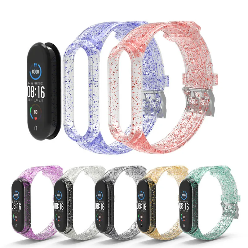 

Glitter Strap for Xiaomi Mi band 5 4 Transparent Silicone Replacement Bracelet for Xiaomi xiomi mi band 6 miband 5 correa strap