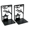 2pcs Chinese Style Gazebo Book End Metal Heavy Duty Bookends for Book Lovers Organising Desktop Home Office Iron Bookends 4