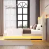 NEW Full Size Lift Up Storage Bed Frame with Charging Station & Led Lights, Upholstered Platform Bed with Button Tufted Wingback 6