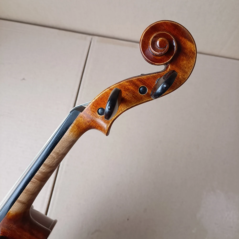 Over 30 year Natural Tiger Pattern Maple handmade Violin 4/4 Italy Retro clear varnish Solid wood violino set with case
