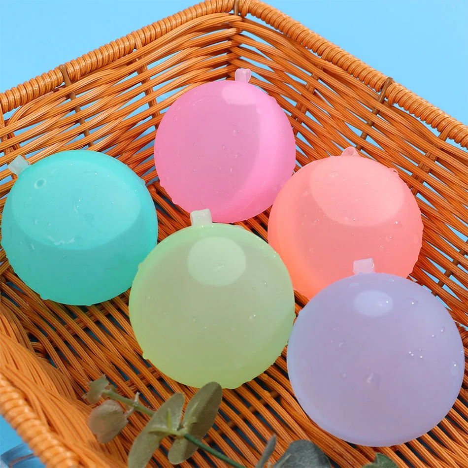 Up to 60Pcs Reusable silicone magnetic water ball, quick water injection for outdoor water fights in summer, with random colors 6