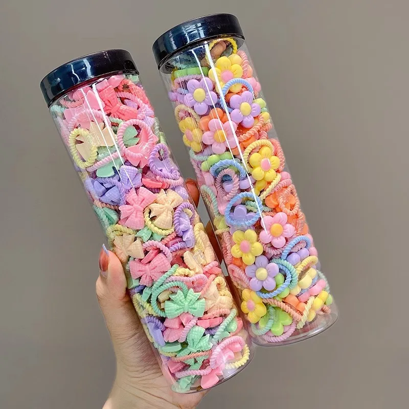 80PCS/40PCS/Bottle Elastic Hair Bands Girls Baby Hair Accessories Child Hair Ring Head Rope Scrunchies Headwear 1 or 2 Bottles 3