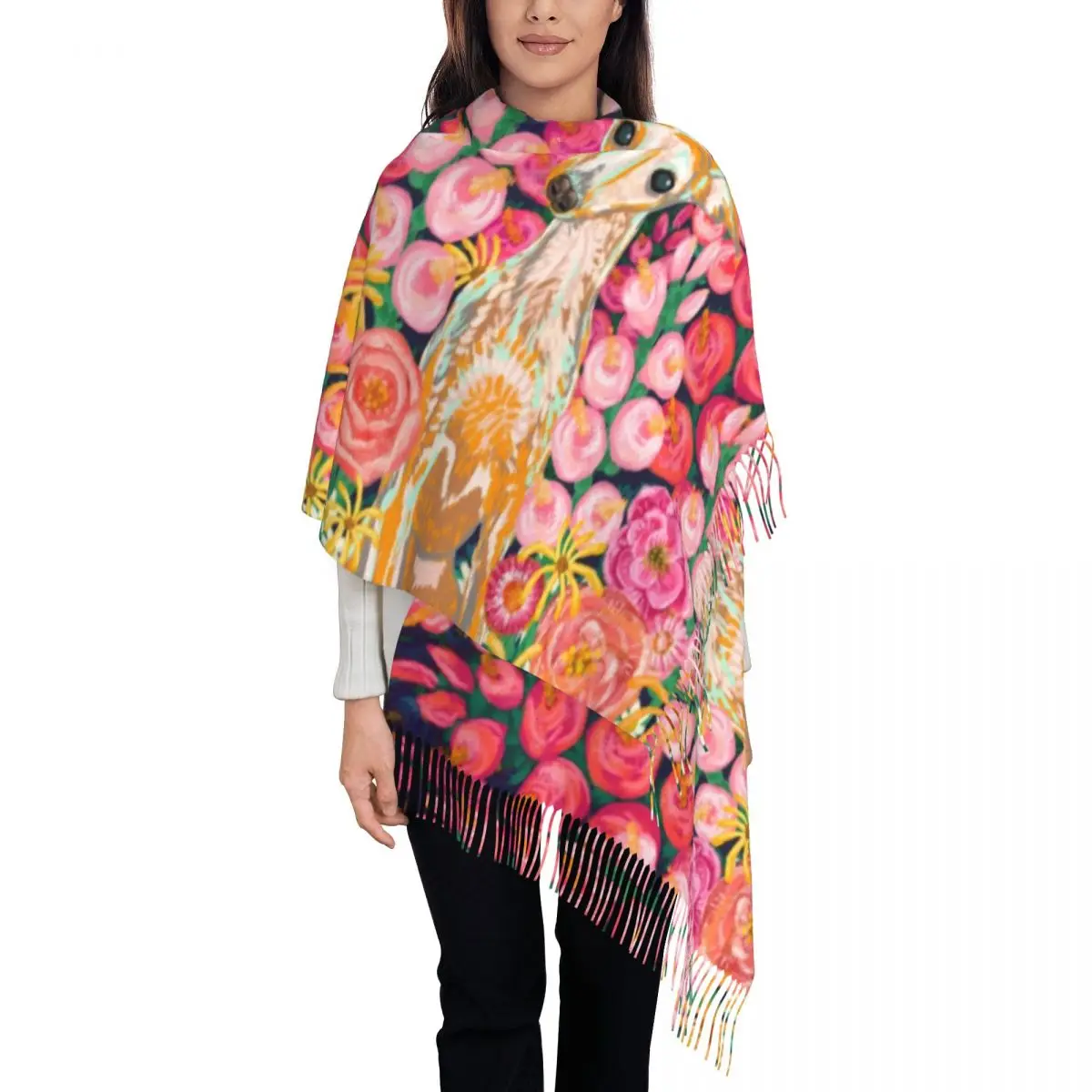 

Женский шарф с кисточками, длинный зимний теплый шарф с кисточками, в стиле унисекс