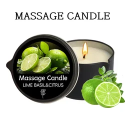 Luxurious Amber Vanilla Soy Wax Massage Candle - Perfect for Relaxation and Holiday Gifting (Lime Basil - Citrus)
