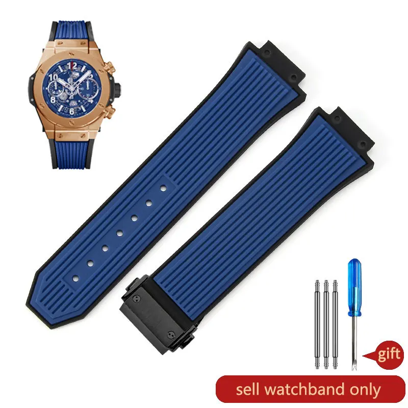 thumbnail image 1 of Correa de reloj con hebilla de acero suave y cómoda para la serie HUBLOT Yubo Big Bang Tattoo, correas de reloj de silicona impermeables de 27 x 17 mm, 1 of 5