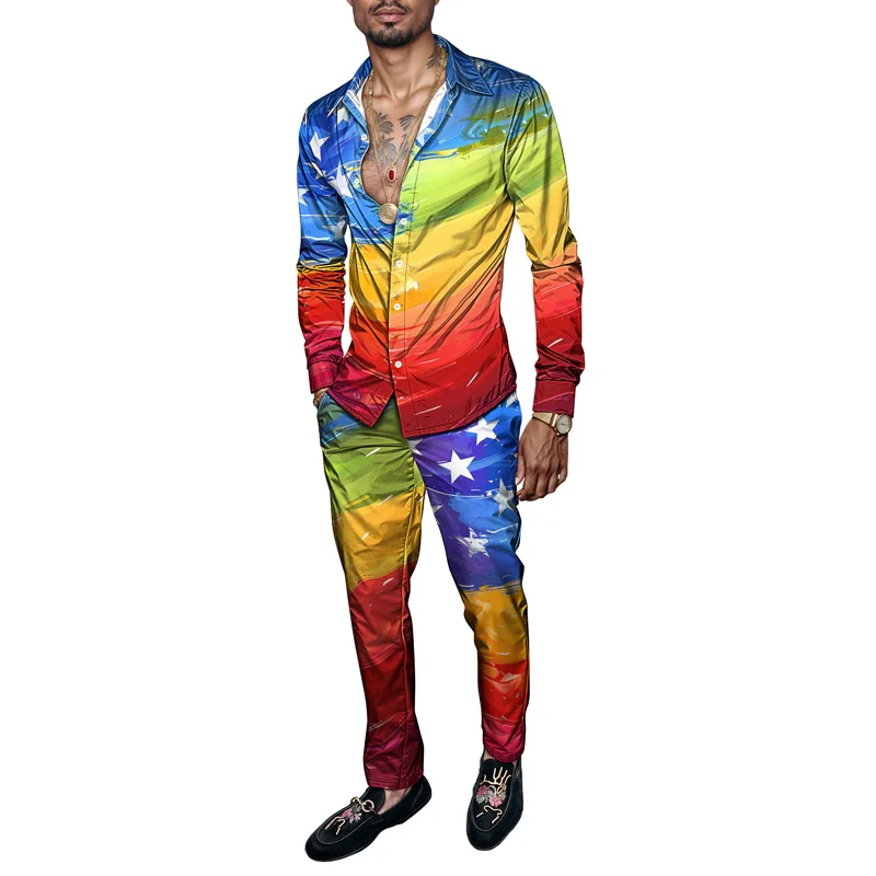 2025 New Style Spring Summer Men Shirt Set Brand Print Fashion Simple Two Piece Set Mens Luxury Lightweight Party Long Sleeves S_voghion.com