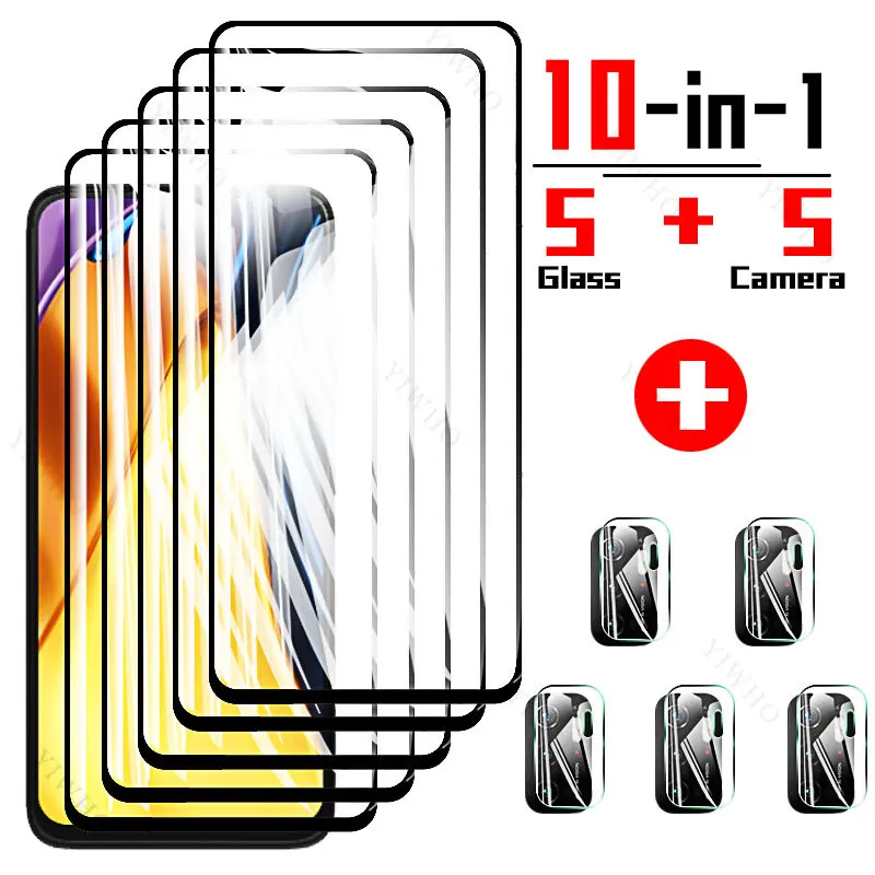 

Tempered Glass for Xiaomi Poco M3 M4 Pro 5G M5s Full Cover Screen Protector Camera Lens for Xaiomi Mi Poco M 5 4 3 Clear HD Film