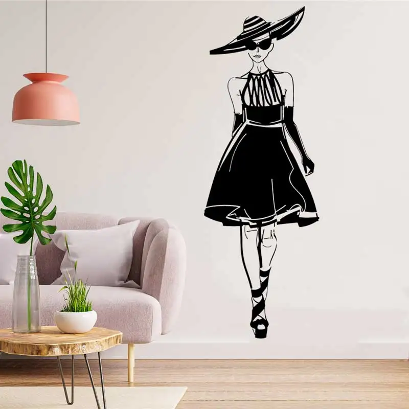 Vinyl applique sexy girl fashion show style model catwalk wall sticker  clothing store shopping center home decoration mural MV17 - AliExpress 15