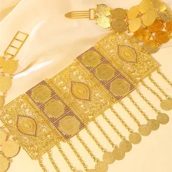Cintura da sposa marocchina dorata, design con nappe squisite, stile vintage francese, cintura per abiti arabi, regalo per il festival delle donne