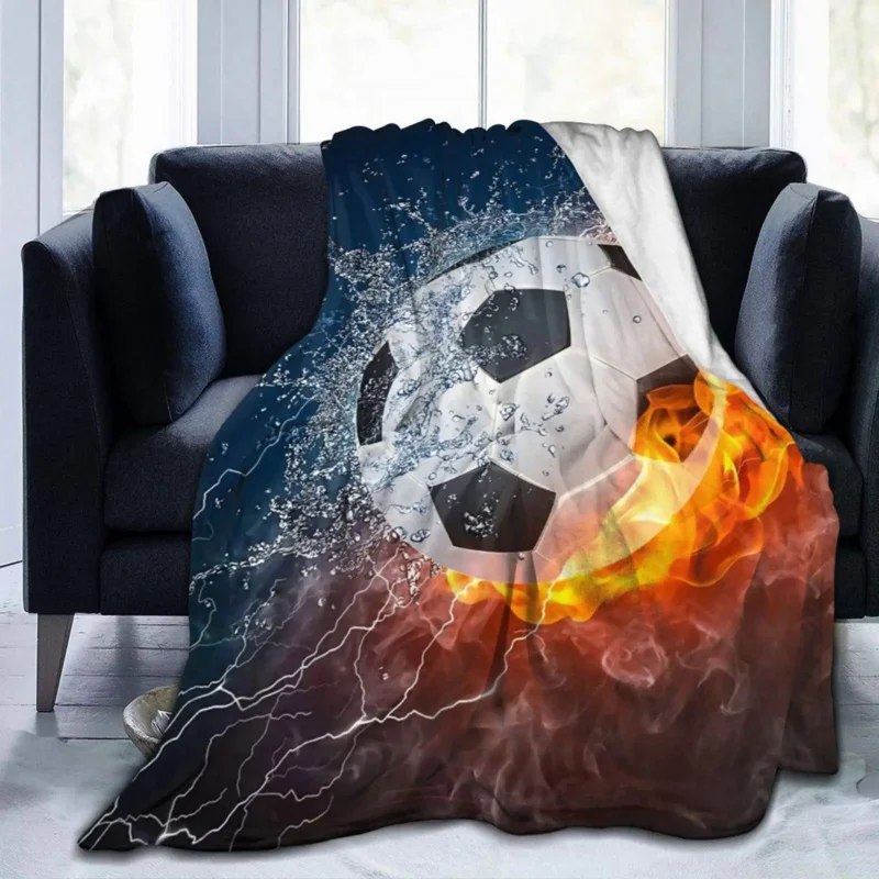

Soccer Blanket,Cool Water and Fire Soccer Fuzzy Throw Blanket Soft Warm Fluffy Bed Couch Blanket,Sport Fans Boys Teens Men Gifts