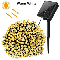 Outdoor Solar String Lights - 100 LED, 8 Lighting Modes, Waterproof for Garden, Patio, and Festive Decor (Warm White)