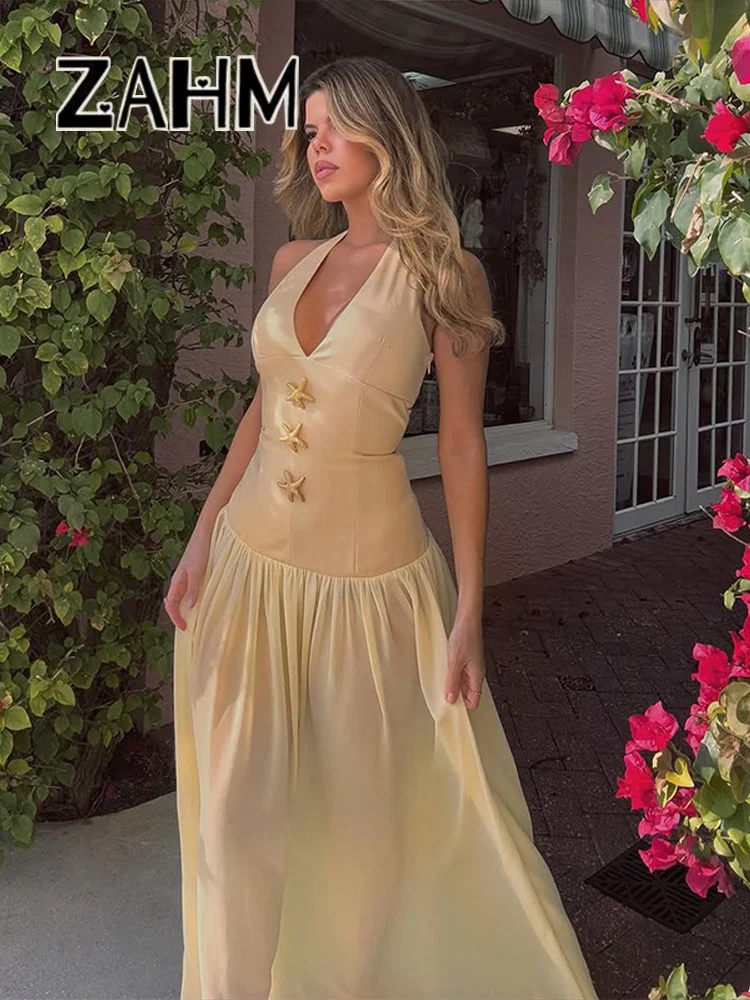 Sexy Starfish Long Dress Women Slim Halter Backless A-line Pleated Mesh See Through Female Dresses 2025 Summer Lady Robe - AliExpress 200000345 Sexy Starfish Long Dress Women Slim Halter Backless A-line Pleated Mesh See Through Female Dresses 2025 Summer Lady Robe - AliExpress 200000345