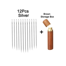12pcs Easy-Thread Stainless Steel Sewing Needles for Household and DIY Projects (Silver 12pcs)
