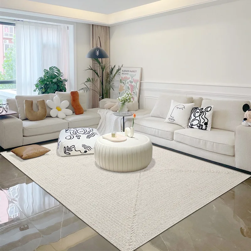 

Simple Hand Woven Cotton Carpet Home Soft Child Play Mat Nordic Modern Bedroom Living Room Rug Carpets Home Decoration Solid