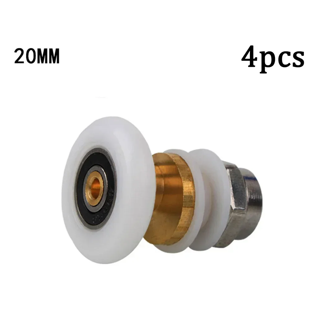 Shower Door Pulley 4pcs Bathroom Sliding Glass Door Wheels Nylon Copper Roller Cabinet Eccentric Pulleys Bearing Roller Hardware shower room pulley shower door rollers sliding door roller shower room rollers nylon bearing pulley sliding door pulley