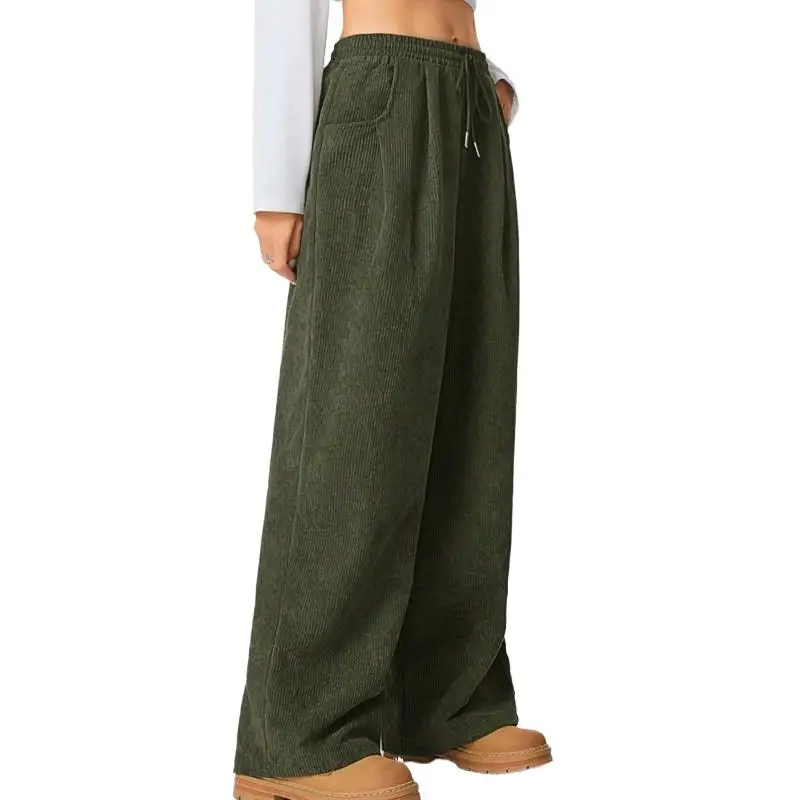 Women Elastic Waist Wide Leg Loose Pants for Spring Summer