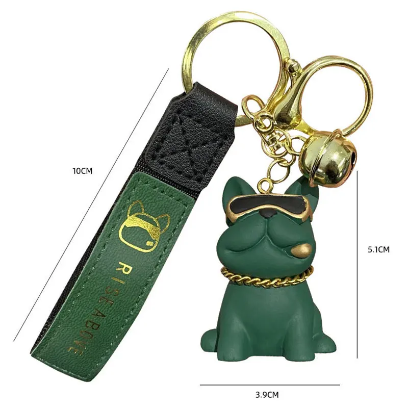 Fashion Cigar French Bull Dog Key Chain PVC Keychain Strap Pendant