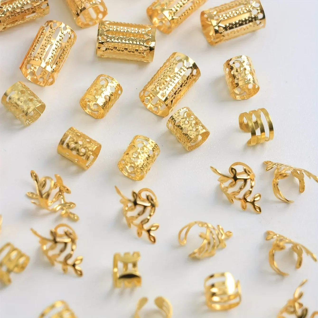 40pcs/set Mixed Hair Rings Set Dreadlocks Beads Hair Braid Rings Clips Dread Locks Braiding Cuffs Decoration/Accessories hair accessory,jewelry accessories