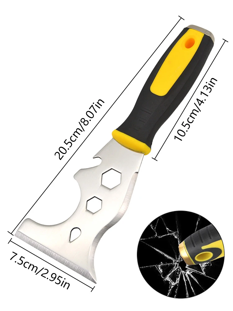 15 in 1 Multi Use Putty Knife Stainless Steel Paint Scraper Removal Construction Tool for Wallpaper Can Opener Home DIY