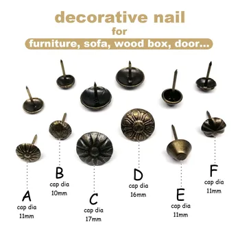 25pcs Decorative Tack Stud Pushpin Doornail Upholstery Nail for Sofa Jewelry Chest Box Gift Wine Wood Case Antique Brass Bronze