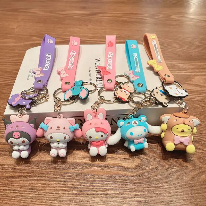 

Cute Hello Kitty KeyChain Sanrio Kuromi My Melody Anime Keychain Pendant Silicone Lanyard Girl Bag Exquisite Pendant Gifts