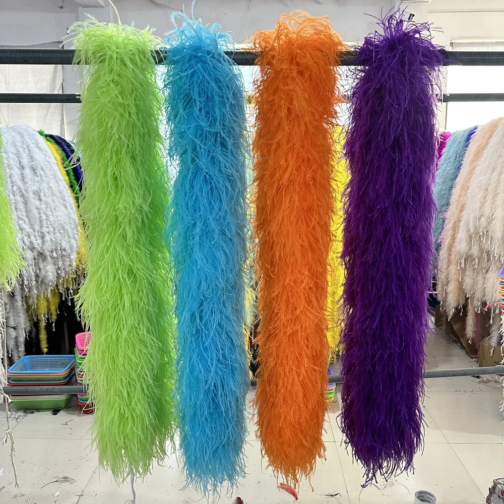 

2 Meters Fluffy Ostrich Feather Boa Custom Color Plume Shawl Wedding Dress Clothes Scarf Stage Ball Party Club Bridal Plumas Boa