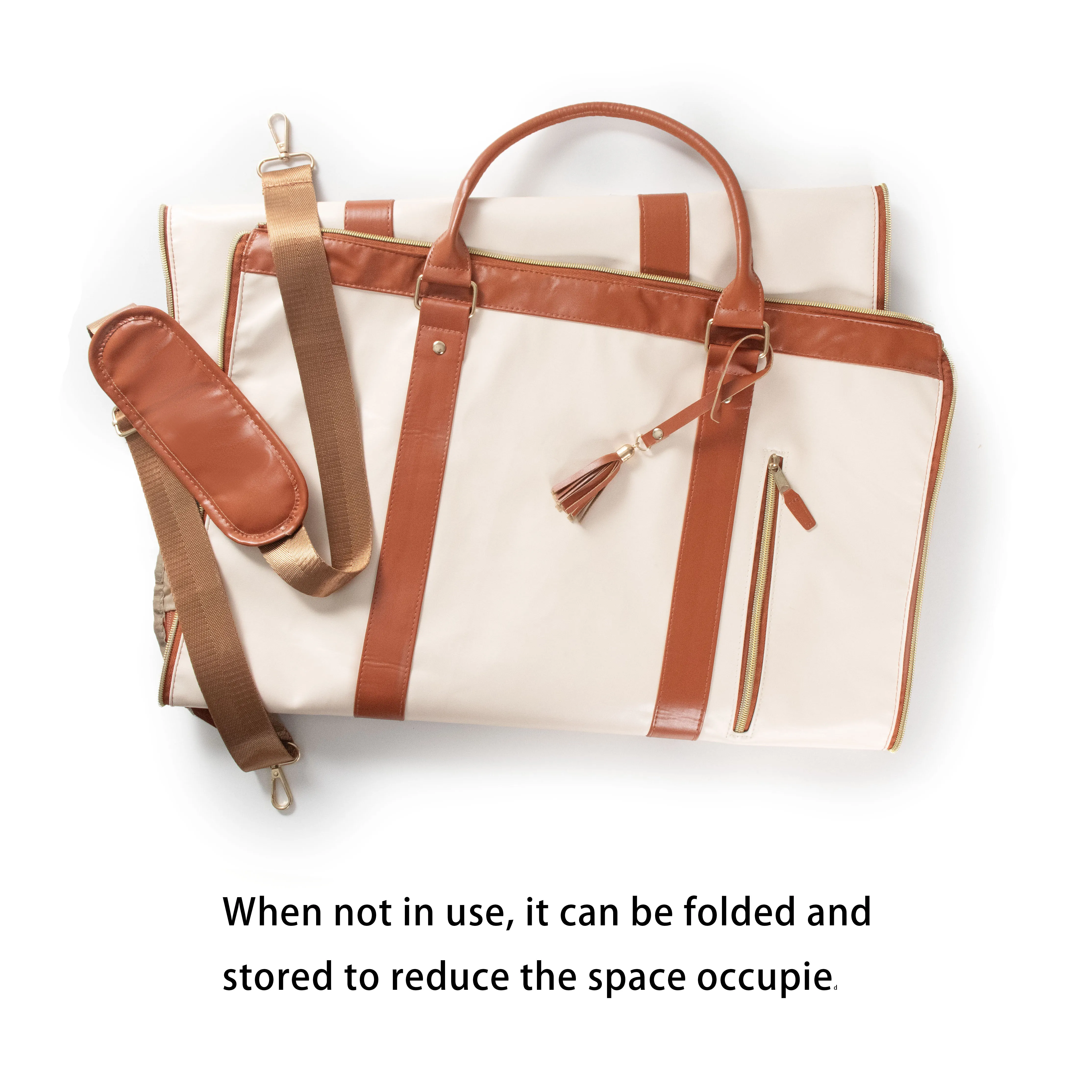 Lucshy Travel Bag PU Leather Travel Garment Bag Large Capacity Foldable Storage Fashion Outdoor Sports Waterproof Handbag
