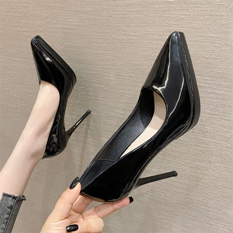 

Patent Leather 11.5CMThin Heels Office Shoes Arrival Women Pumps Fashion High Heels Shoes Women's Pointed Toe platform Shoes