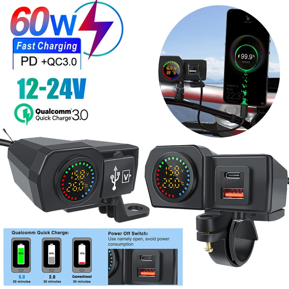 Motorcycle Charger QC3.0 Fast Charging
