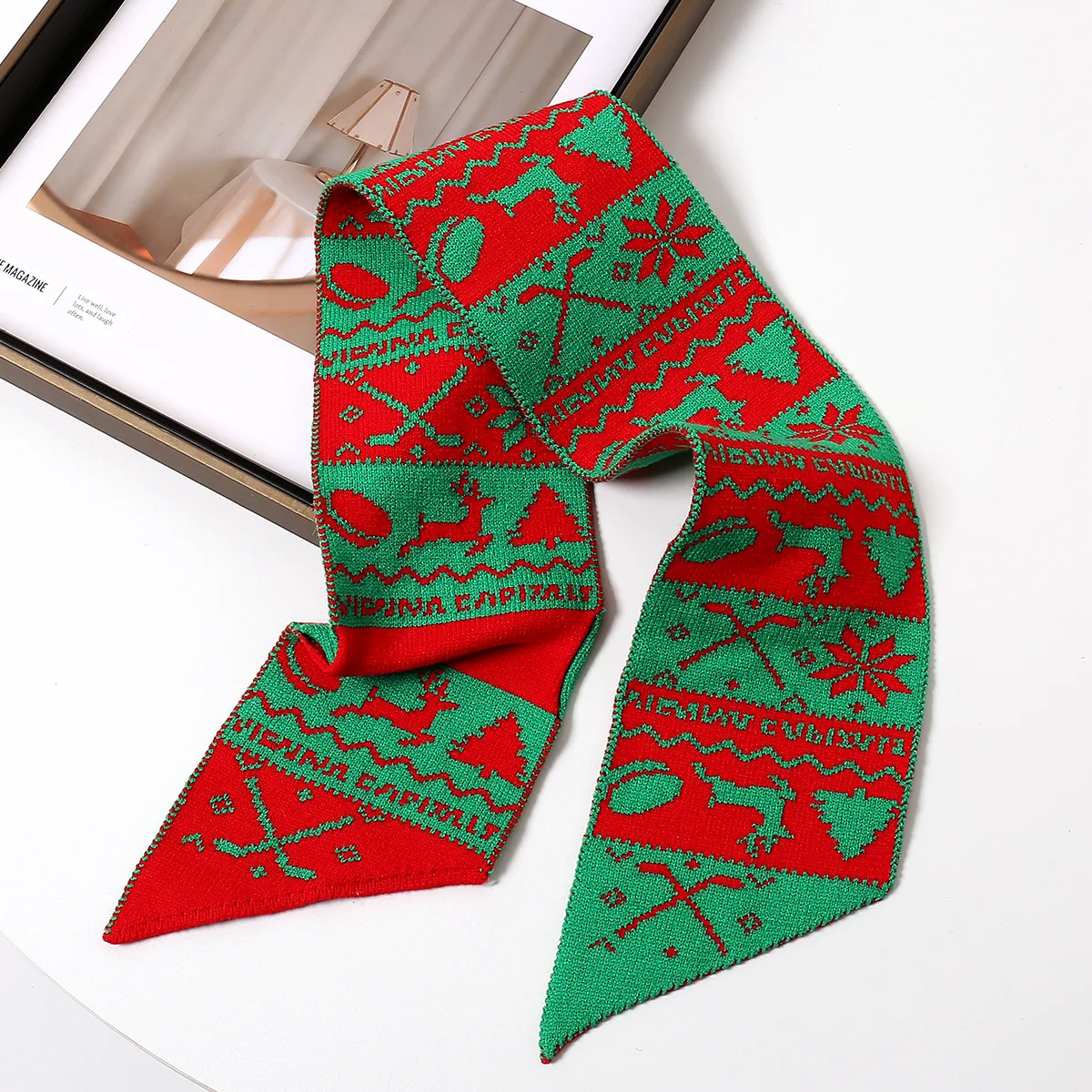 1 women's Christmas deer pattern scarf, cute and versatile scarf for autumn and winter. 5