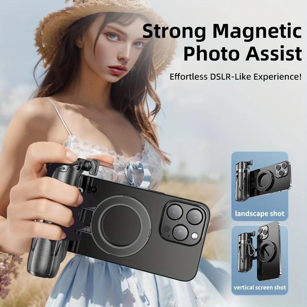 Faltbarer magnetischer Handyhalter & Selfie-Stick mit kabelloser Fernbedienung, 360° drehbare Halterung, kompatibel mit_voghion.com