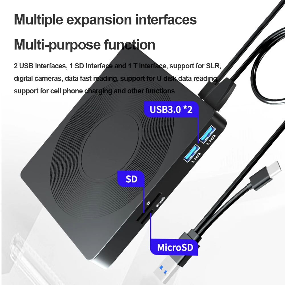노트북 데스크탑 PC 노트북용 CD/DVD 플레이어, USB 3.0 C 타입 CD 리더 리라이터, Win Mac OS TF/SD 카드 슬롯과 호환 가능, 6 in 1