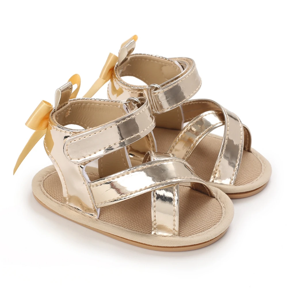 

Summer Toddler Outdoor First Walker Flats Soft Sole Anti Slip Cross Strap Sandals Beach Newborn Shoes 0-18 Months For Baby