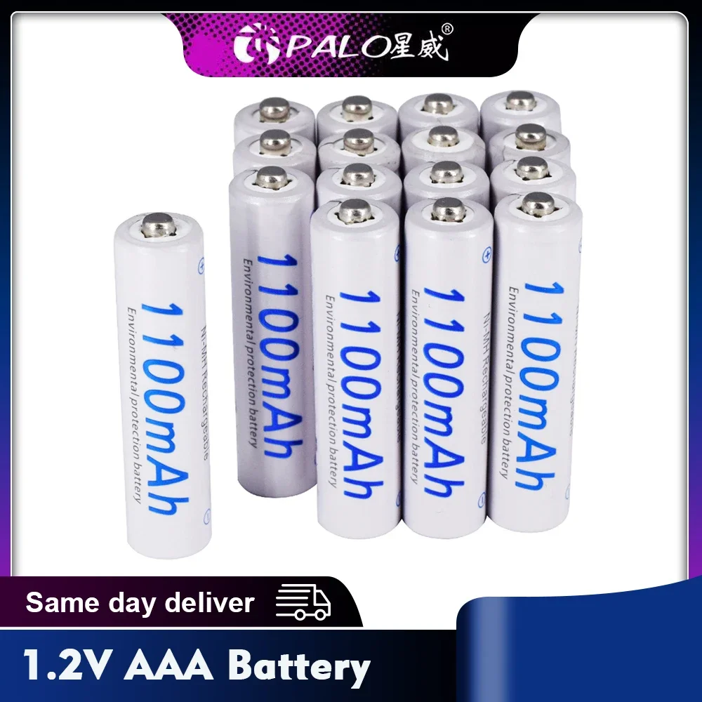 Rechargeable Nickel Metal Hydride Batteries PALO 4-24 pcs AAA Rechargeable Battery AAA Battery 1.2V Ni-MH 3A Batteries 1100mAh nimh flashlight Batteries For Toys