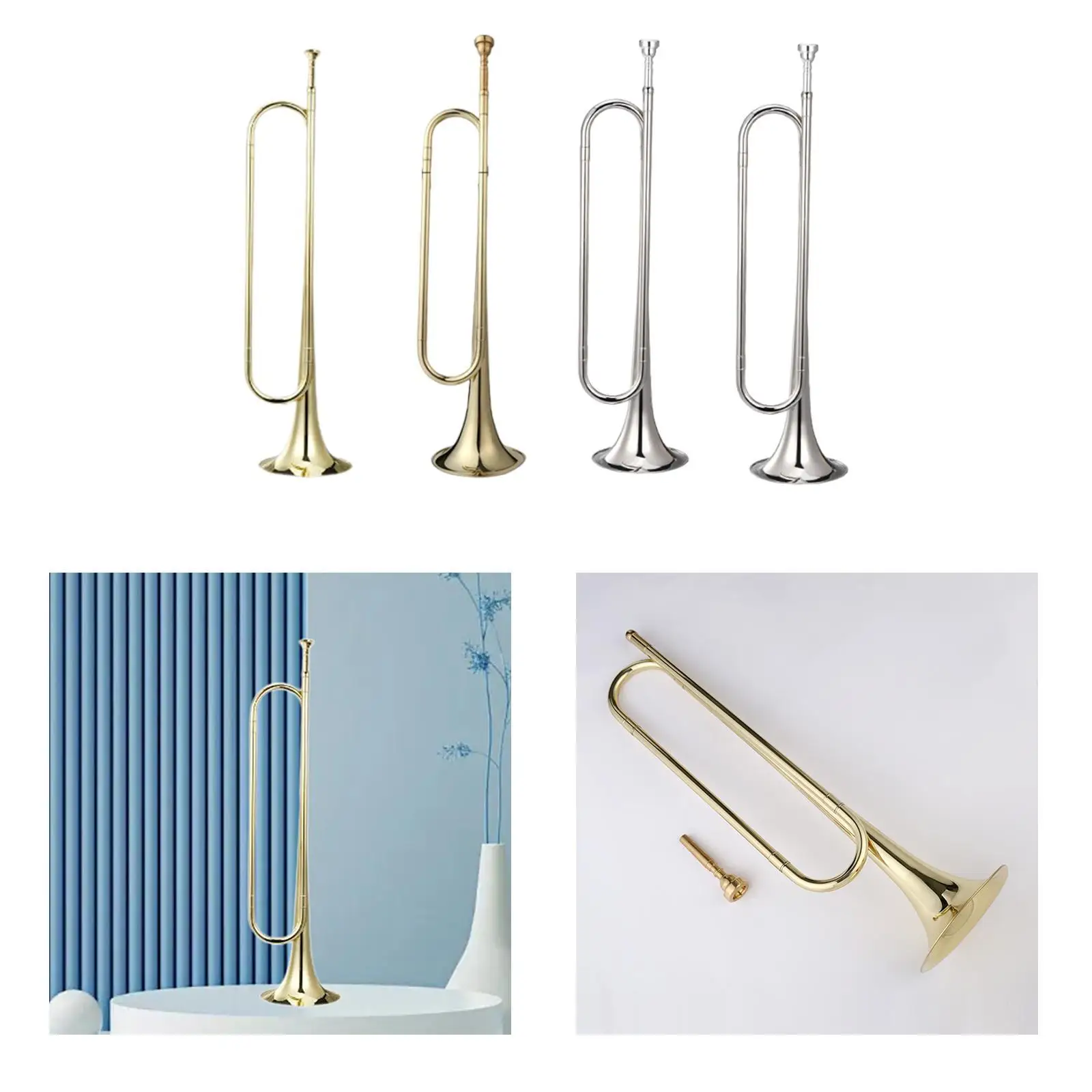 Bugle Brass Instrument Portable Brass Blowing Bugle for Beginner Band Adults