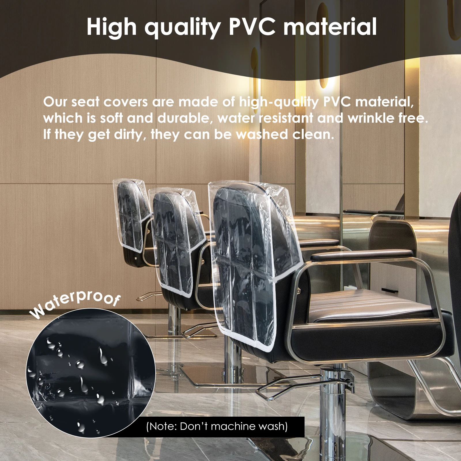 Clear Plastic Salon Chair Back Covers Waterproof Protectors