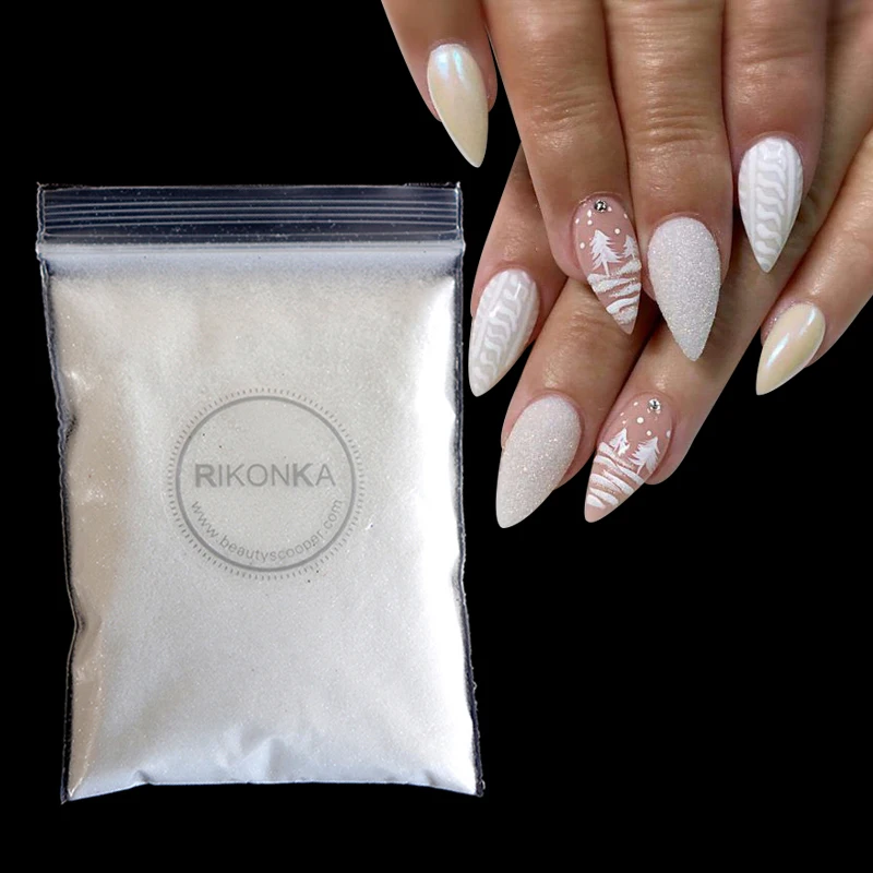 10g Shiny Sugar Powder For Nail Art Decorations White Black Candy Coat Effect Pigment Dust for Christmas Design Dipping Powder