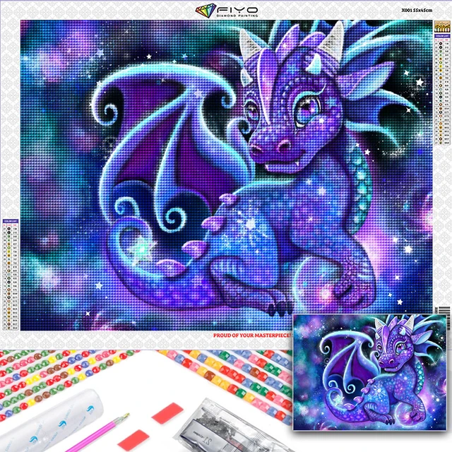 Diamond Painting Colorful Dragon Cartoon Unicorn 5D DIY Diamond