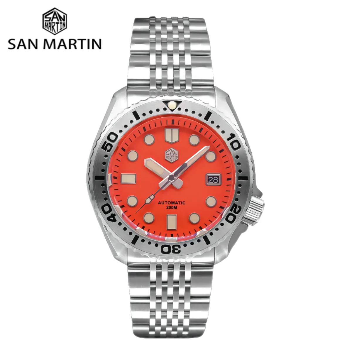 San Martin Men Luxury Sport Watches Mechanical NH35 Automatic Stainless Steel Sapphire 30Bar Waterproof Relogio Masculino SN0046 mechanical adjustable pressure switch 0 400bar 30bar standard stainless steel diaphragm piston pressure control for oil water